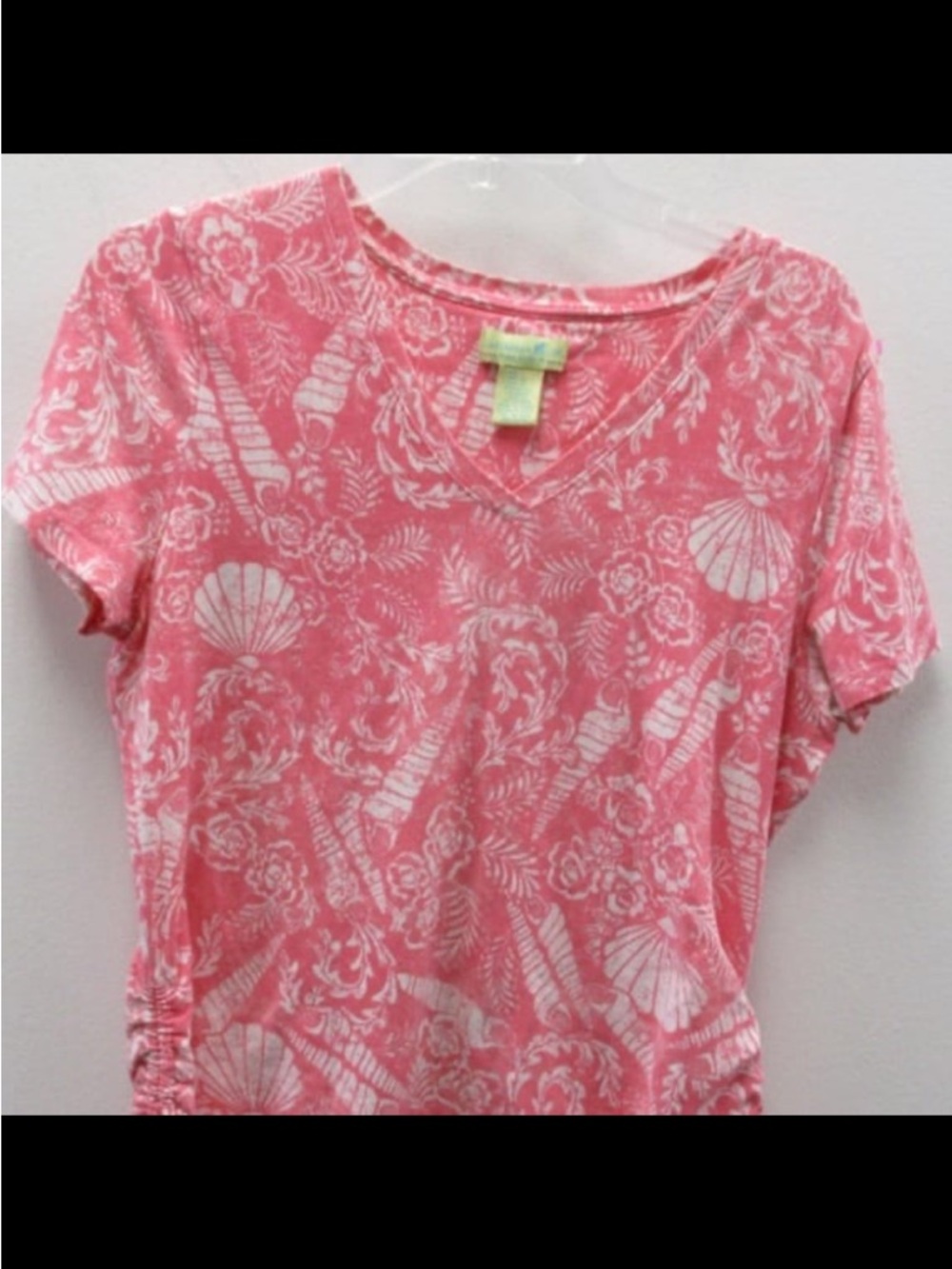 Caribbean Joe Pink Shell-Print V-Neck Tee